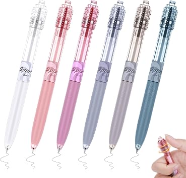 Crtiin 6 Pcs Fidget Spinner Pens for Adults Black Ink Gel Pens with Fidget Ball Stress Relief Pen Spinning Pen for Office Supplies Journaling Cute