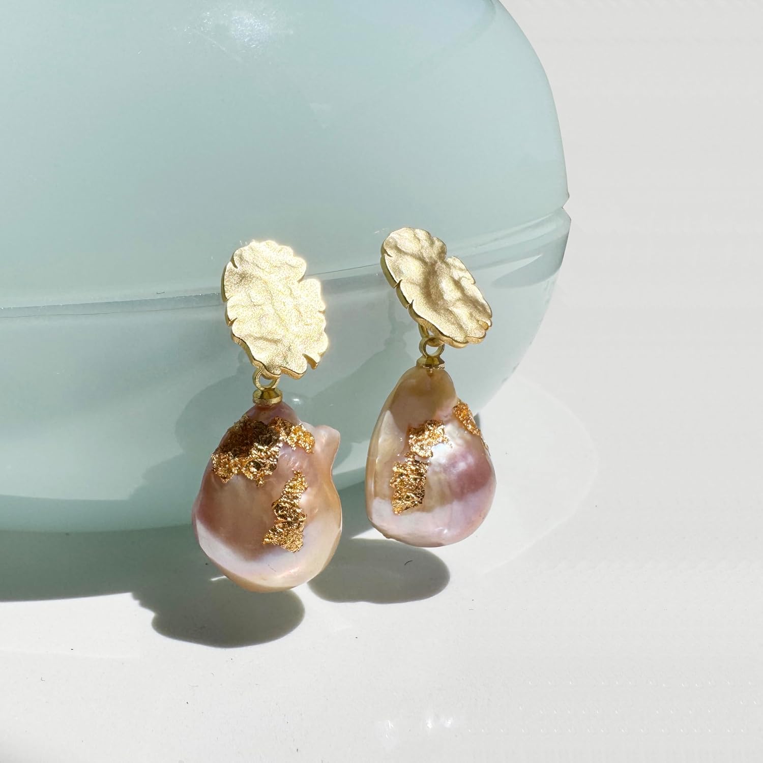 Drop Dangle Earrings Freshwater Cultured Baroque Pearls in White and Pink|18K Gold Plated|925 Sterling Silver|Hypoallergenic Jewelry Gift for Women - Image 2