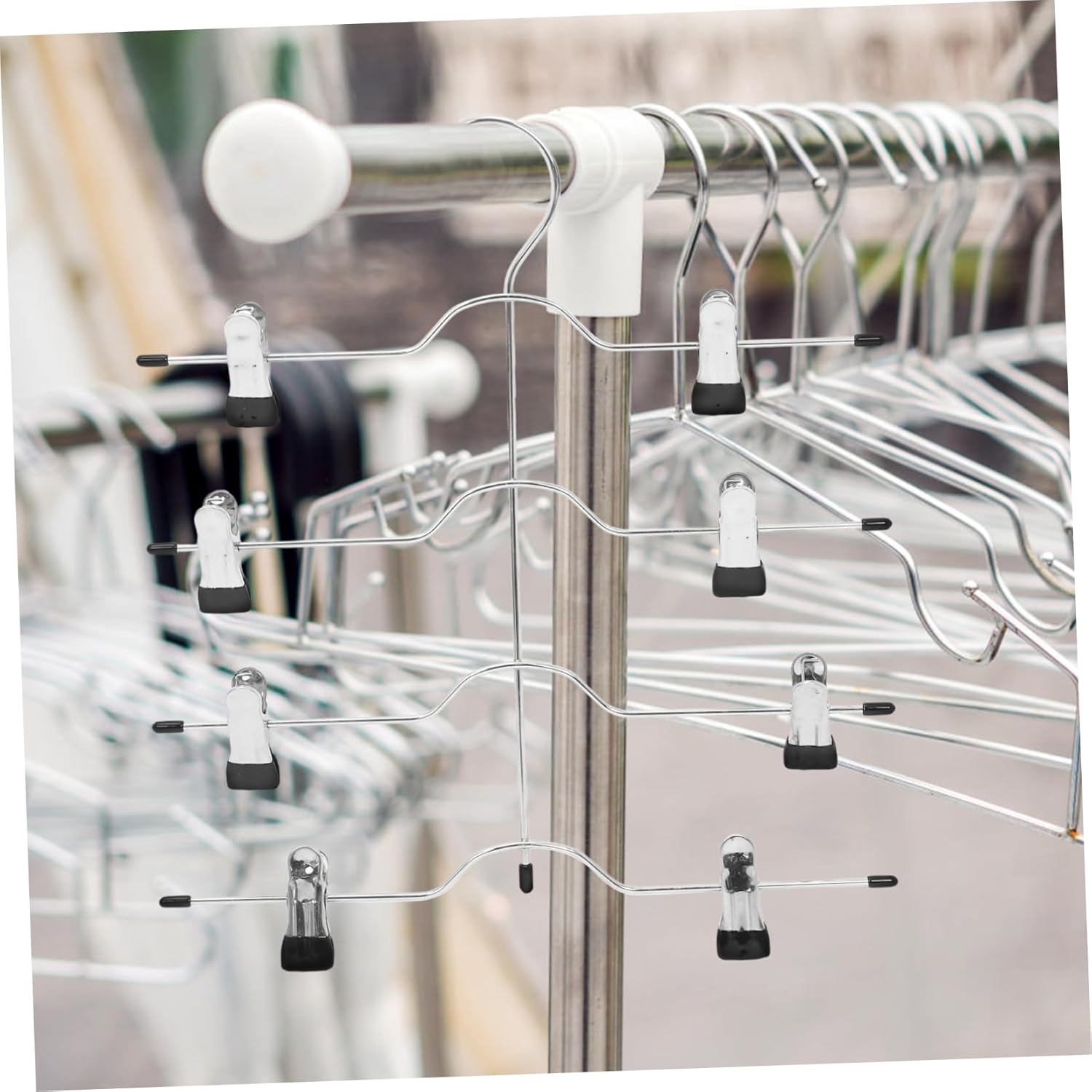 4pcs Multi-Functional Skirt Hangers with Clips Space Saving Pants Hangers for Neat Clothing Organization High Manganese Design for Closet Storage