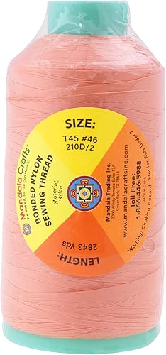 Miniatura 274 de Mandala Crafts Hilos de coser resistentes de nailon consolidado, hilo para tejer jeans de cuero, hilos de tapicería marina al aire libre, Beige