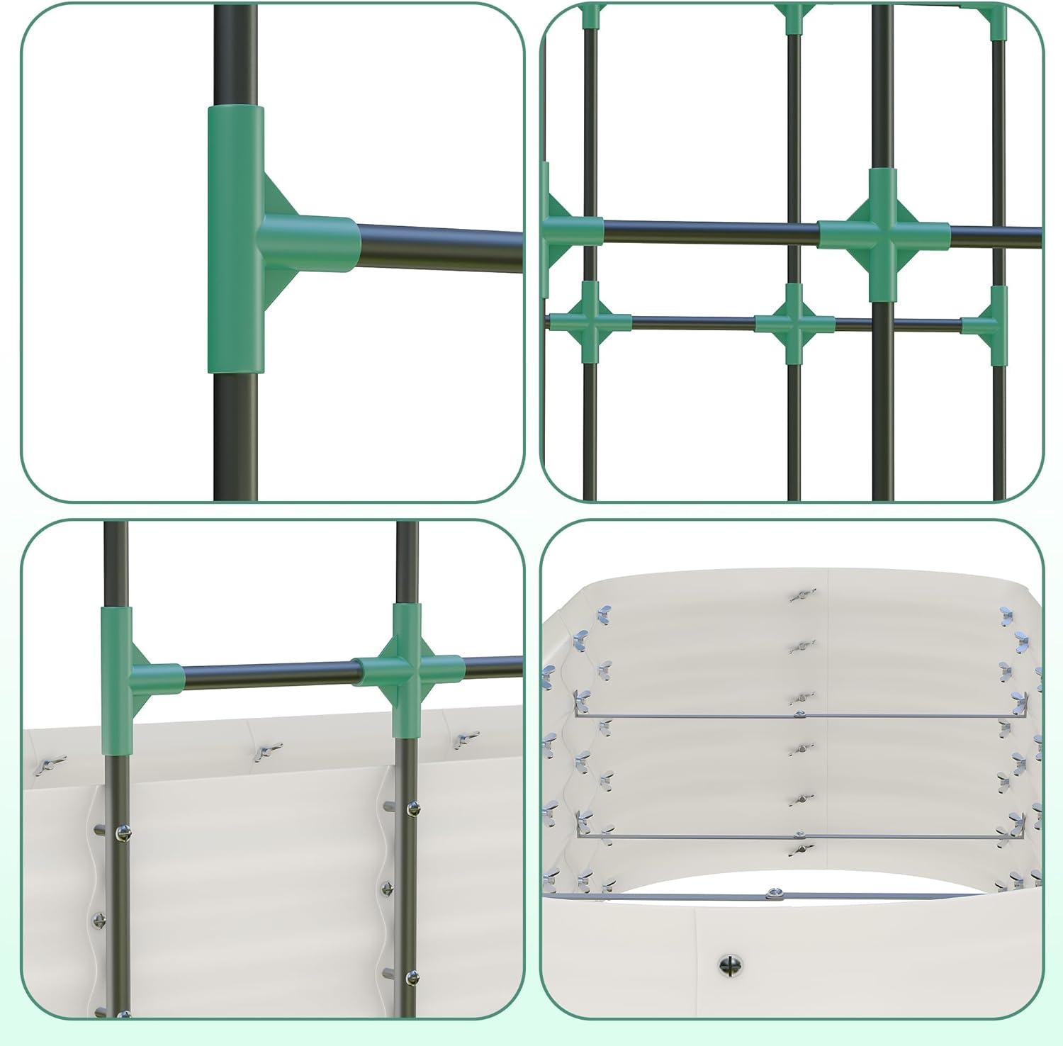 CABIHOME Raised Garden Bed with 96-Inch TrellisGalvanized Steel, Vertical Planter Box for Outdoor Vines, Flowers & Herbs, Expandable, Rust-Proof, Includes Plant Clips & Drainage Netting, White