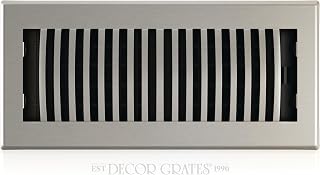 Decor Grates LAH410-NKL Louvered Floor Register, 4x10 Inches, Brushed Nickel