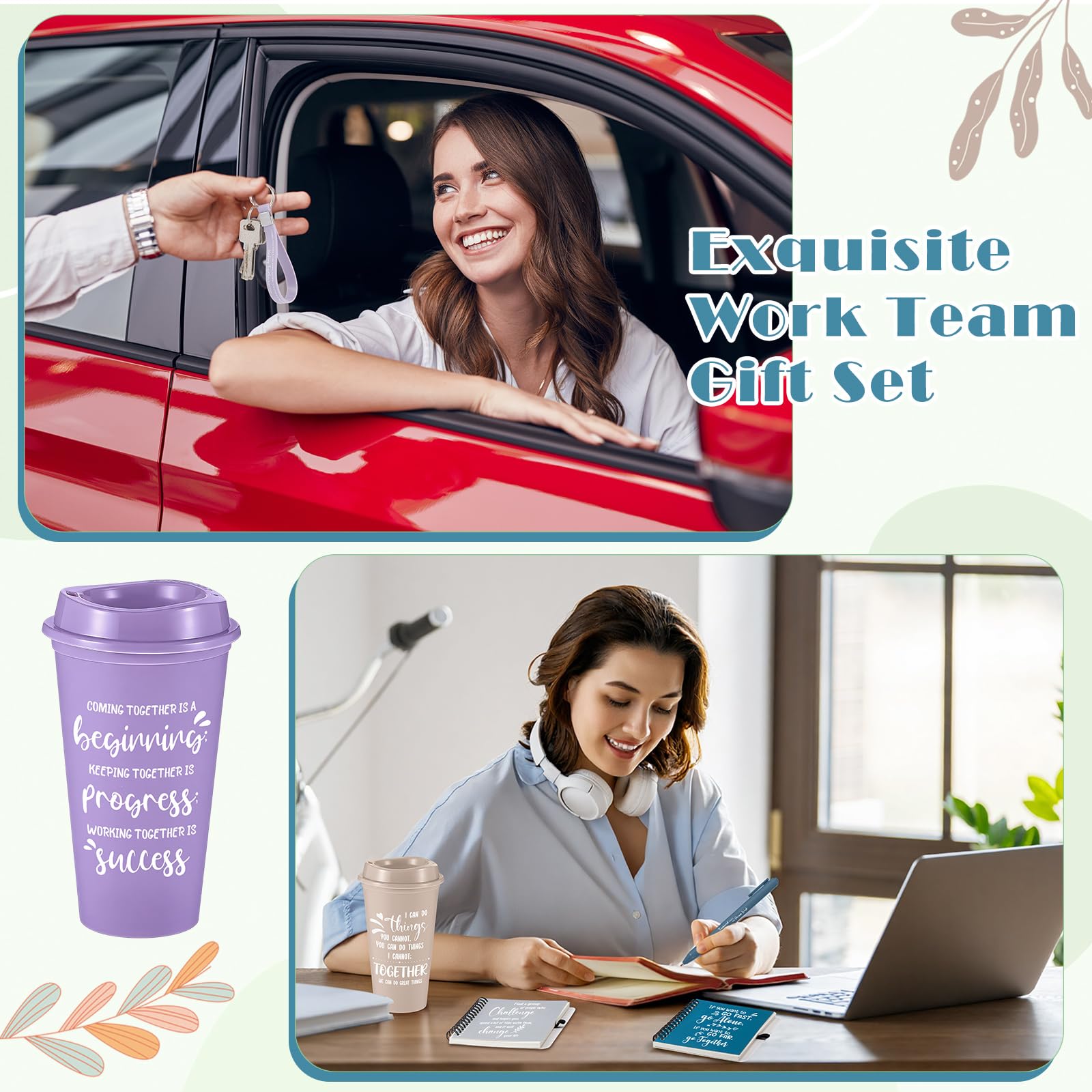 Skylety Set da 12/48 pezzi di apprezzamento della squadra, regalo di apprezzamento per i dipendenti, 473,6 ml, tazze da caffè con taccuino della squadra, penna portachiavi per personale e insegnante