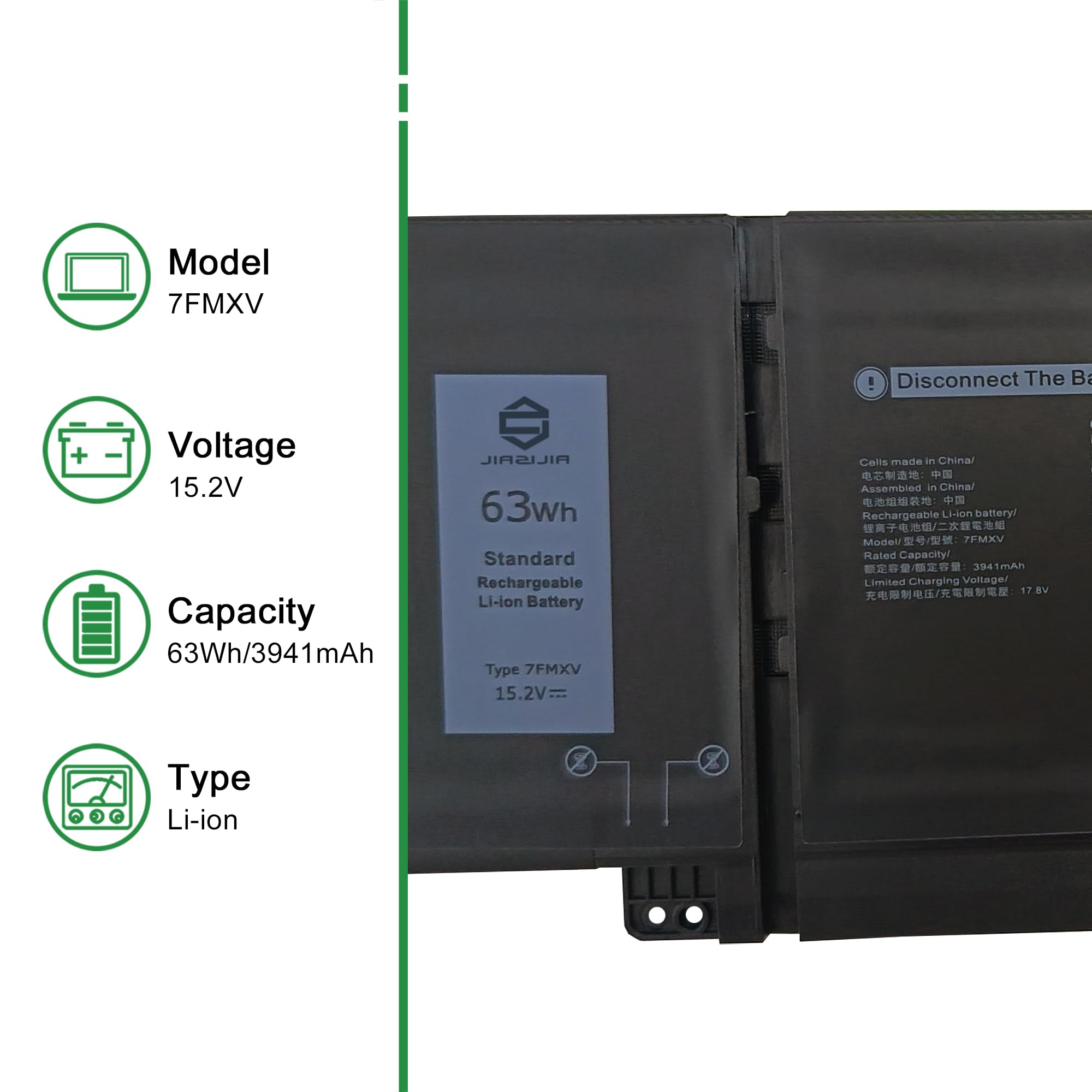 Amazon.com: JIAZIJIA 7FMXV CPX-1PP63 63Wh Laptop Battery