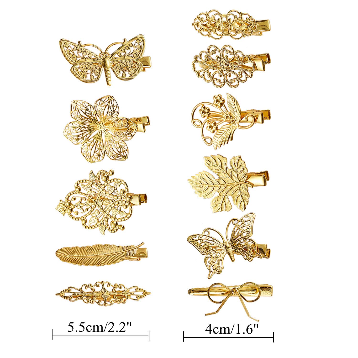 inSowni 30 Pack/15 Pairs Gold Metal Alligator Hair Clips Barrettes Bobby Pins Leaf Flower Butterfly Decorative Accessories for Women Girls - Image 5