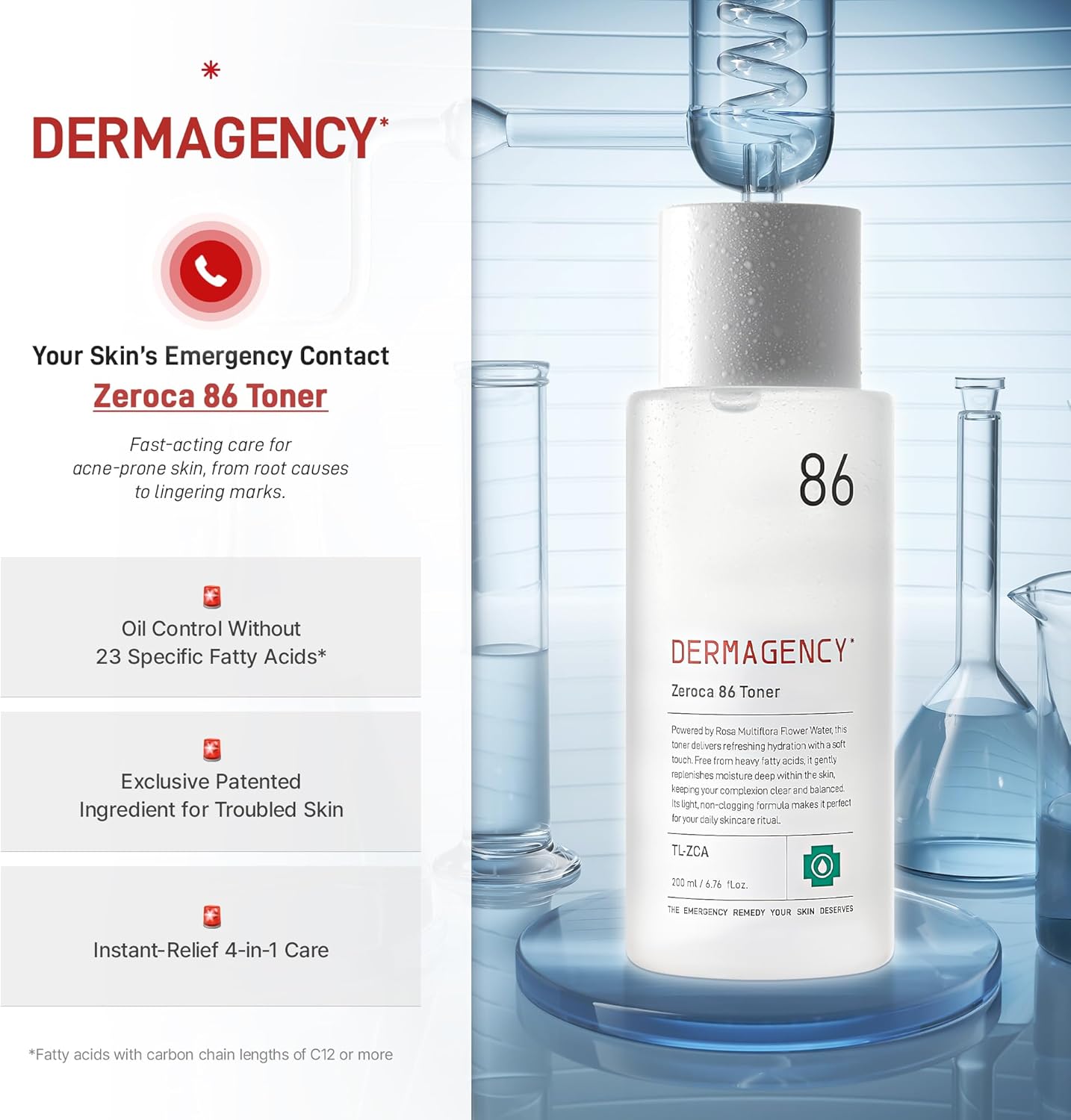 Zeroca 86 Toner - Korean Wild Rose Water for Acne-Prone & Sensitive Skin – Fast Calming & Soothing for Breakout Relief – Calms Redness & Supports Clear Skin,6.76 oz. 200ml - Image 2