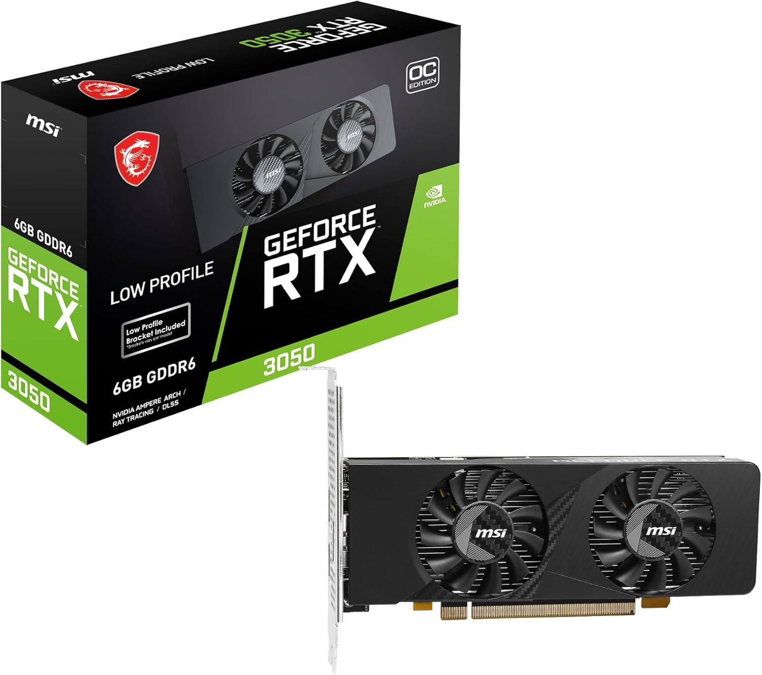 MSI GEFORCE RTX 3050 LP E 6G OC RTX3050 6GB GDDR6 96B DX12 PCIE 4.0 X8 (1XDP 2XHDMI)