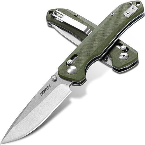 Miniatura 9 de Dispatch Cuchillo de bolsillo plegable con hoja de titanio de color acero inoxidable 8cr y asa, cerradura de seguridad integrada para militar,