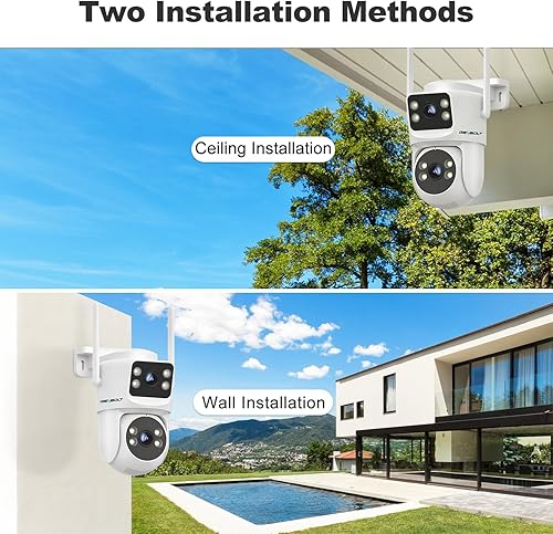 Miniatura 4 de GENBOLT PTZ Cámara de seguridad WiFi para exteriores con doble lente, vigilancia CCTV con doble vista, almacenamiento en la nube actualizado con