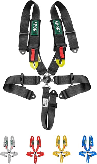 DING.PAI 5 Point Racing Harness Seat Belt Market Bucket Seats Protection Heavy Duty Shoulder Pads Quick Release Cam Lock Latch Mechanism fit Go-Kart Racing Car UTV ATV