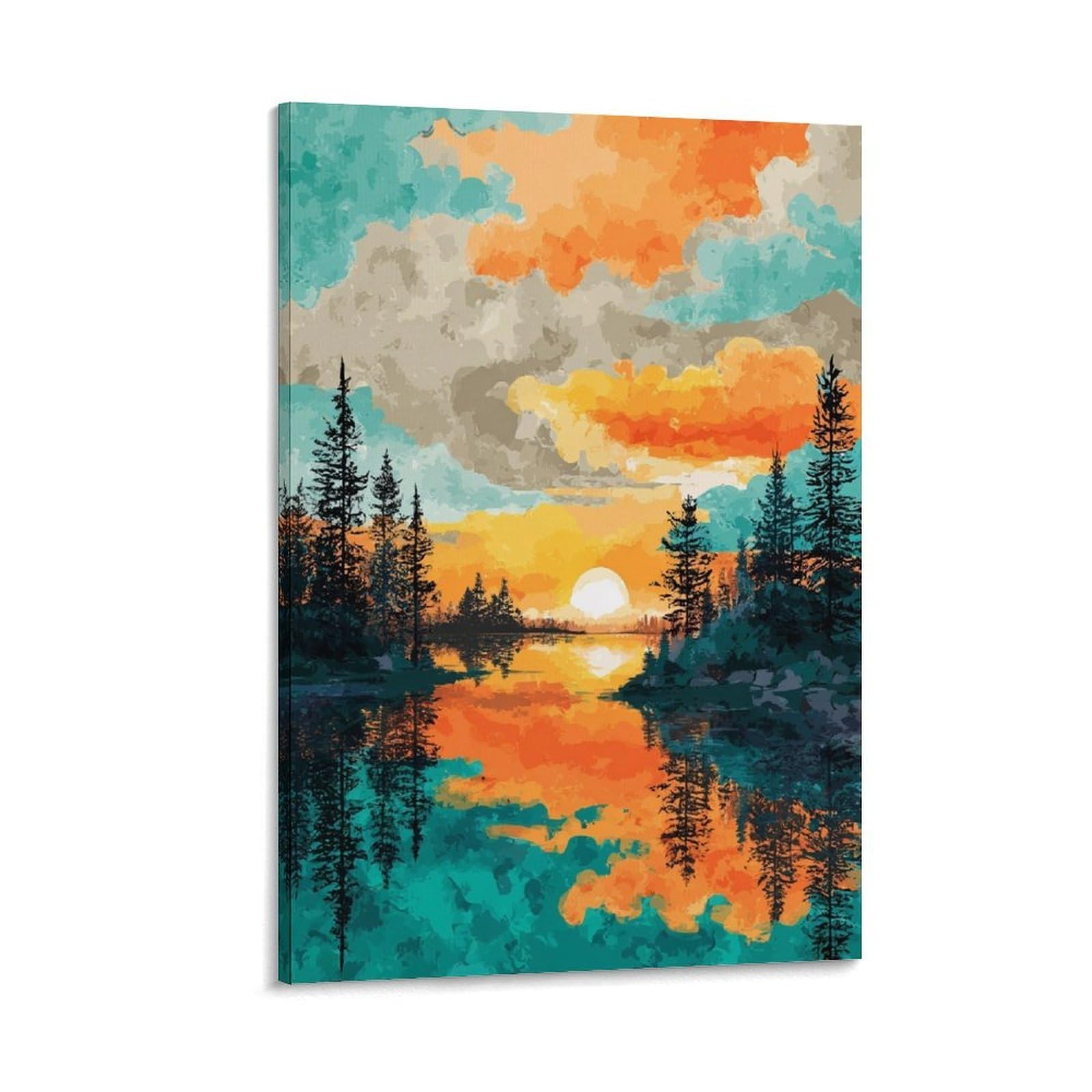 ZBBGGOZ Lake Hubert Poster 20x30inch(50x75cm) Vintage Watercolor Canvas Art