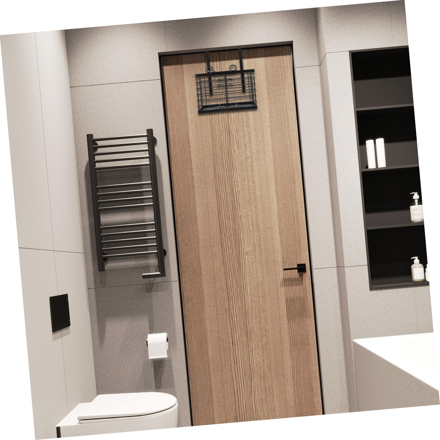 OUNONA Adjustable Hair Dryer Rack Non-Slip Self-Adhesive Door Rear Storage Shelf Home Organizer Styling Tool Holder