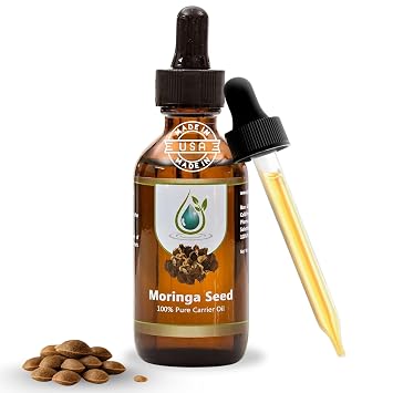 Moringa Oil 100% Pure Cold Pressed Unrefined Virgin | Face, Skin, Hair, Massage Oil, Jade Bloom 2oz