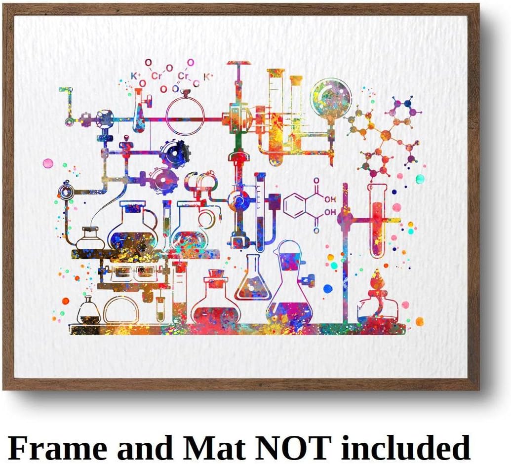 Dignovel Studios 11X14 Unframed Chemistry Laboratory Abstract Watercolor Art Print Poster Medical Microbiology Scientific Tools Wall Hanging Decor DN893