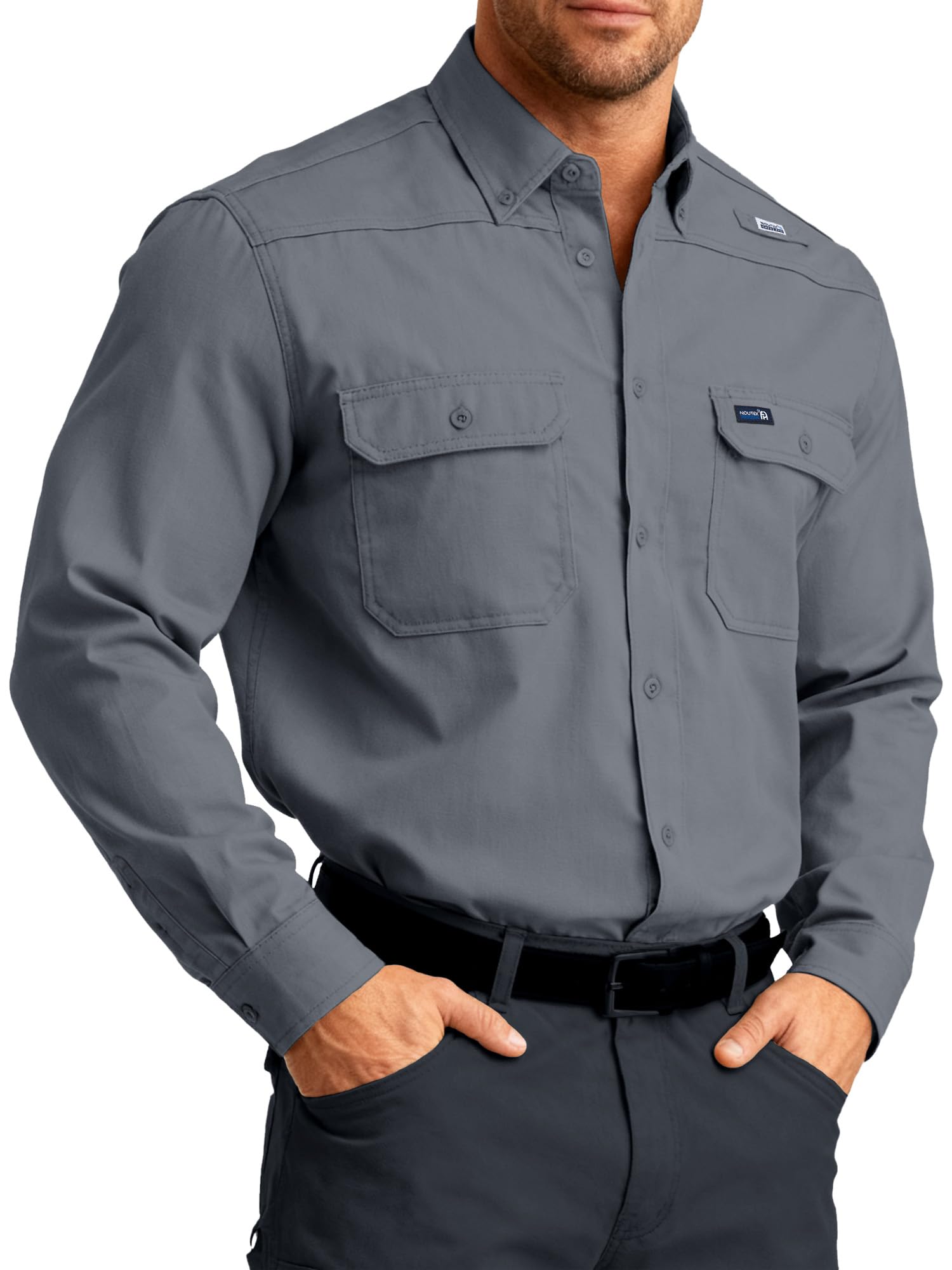 FR Ripstop & Waterproof Welding Shirts for Men 6.5oz Long Sleeve Button Down Fire Retardant 100% Cotton shirts CAT2