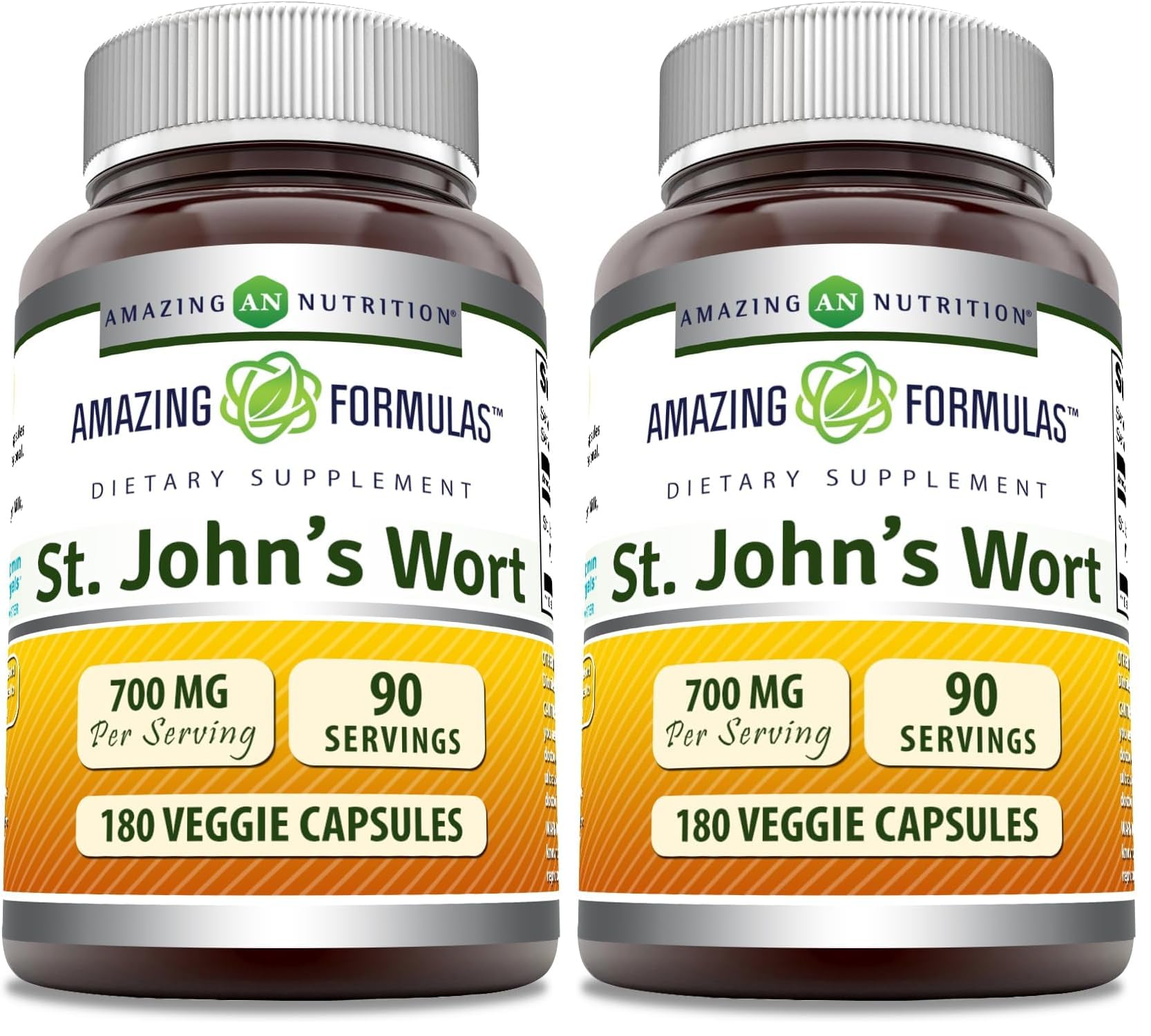 Amazing Formulas St. Johns Wort Supplement (Hypericum Perforatum Extract) | 700 Mg per Serving | Veggie Capsules | Gluten Free | Non-GMO | Made in USA (180 Count, 2 Pack) 180 Count 1 Count (Pack of 2)