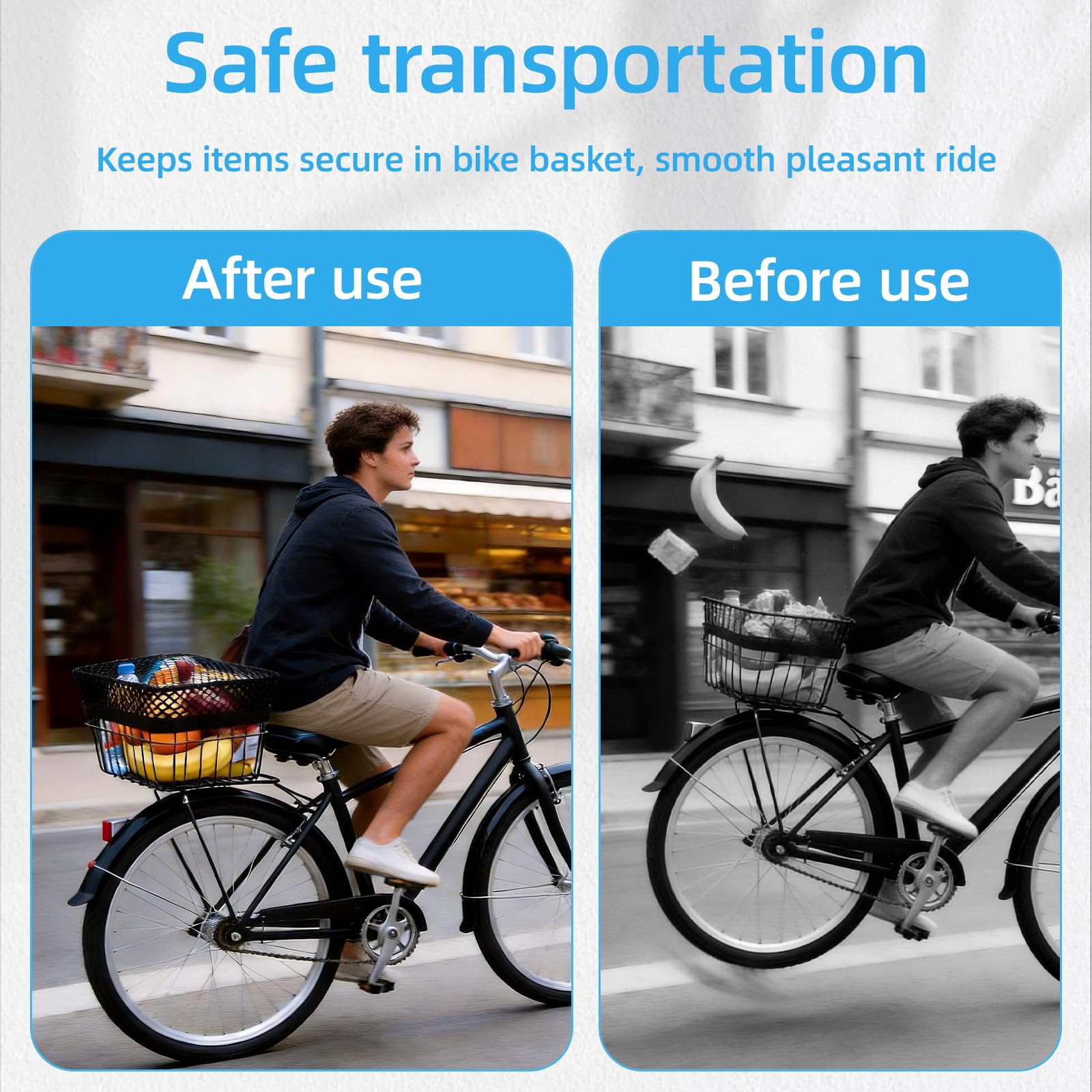 Filet élastique Pour Panier De Vélo – Maintient Sacs, Courses Et Casques Bien En Place à L'arrière, Pour Porte-bagages Et Moto