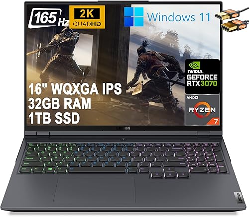 Miniatura 1 de Lenovo Legion 5 Pro Gaming Laptop 16 WQXGA 2K IPS 165Hz 500nits AMD Octa-Core Ryzen 7-5800H Beats i9-10885H 16GB RAM 2TB SSD GeForce RTX 3070 8GB