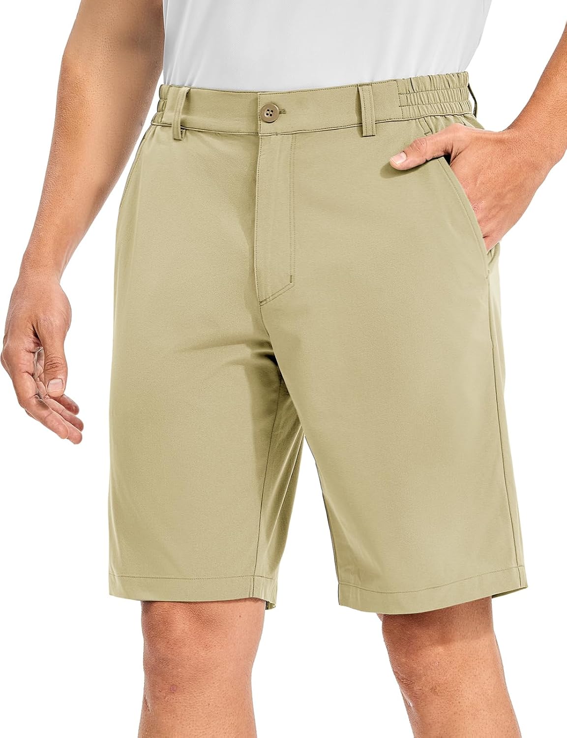 TBMPOY Men's Golf Shorts 10" Dress Stretch Quick Dry Lightweight for Flat Front Casual Work Shorts with Elastic Waist