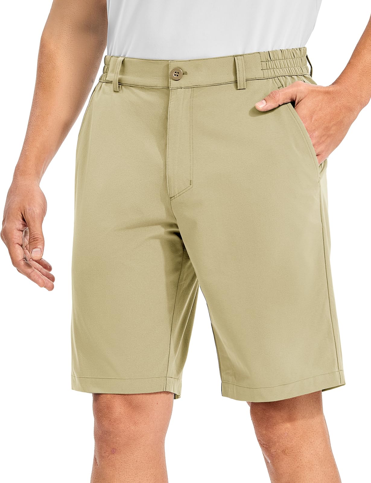 TBMPOY Men's Golf Shorts 10" Quick Dry Lightweight Stretch Dress for Flat Front Work Casual Hiking Shorts with 4 Pockets