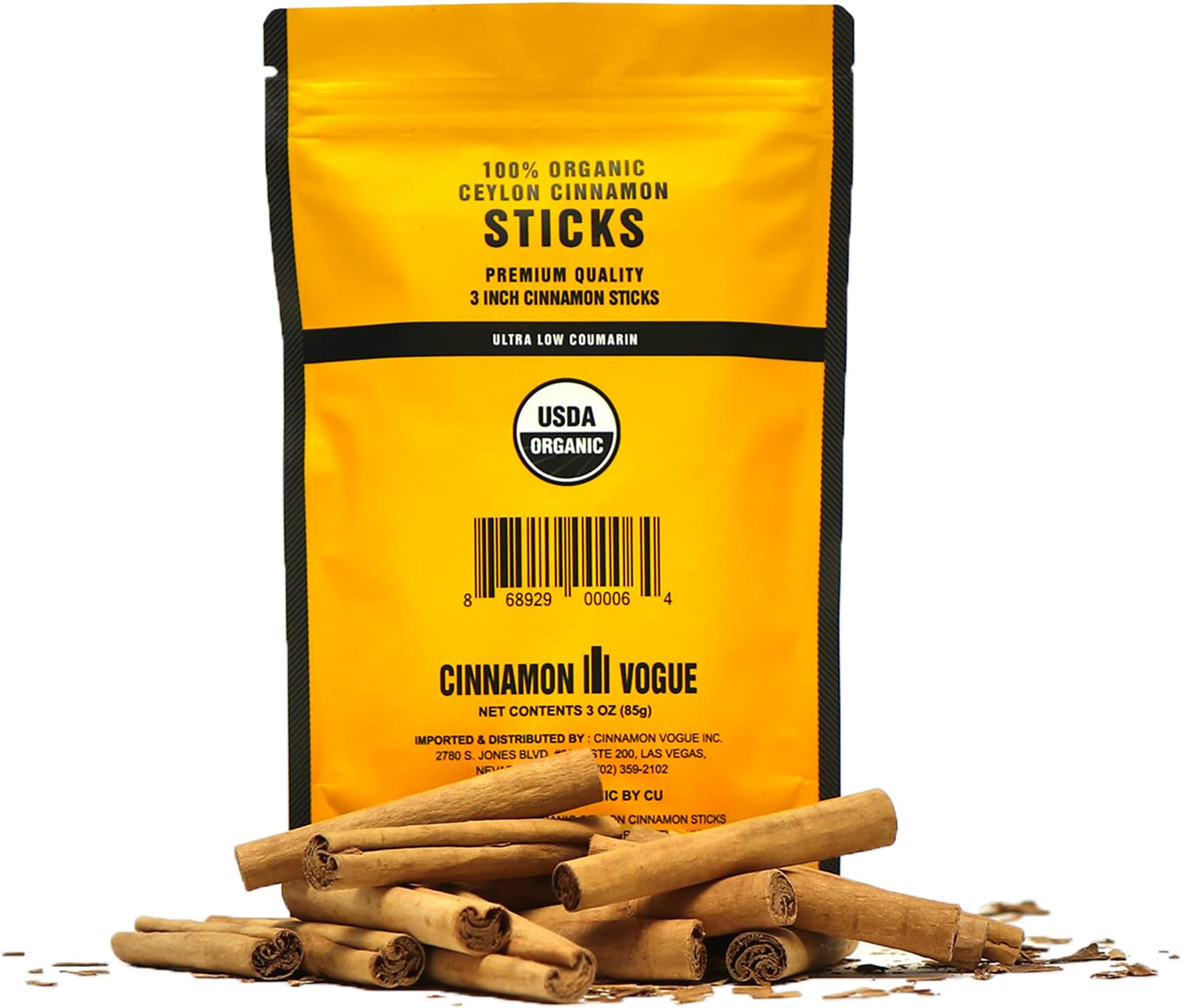USDA Organic Ceylon Cinnamon Sticks C5 Grade (Cinnamomum Zeylanicum, Cinnamomum Verum)
