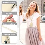 Beautyflier Pocket Hand Sanitizer Spray Case for Touchland Power Mist and Glow Mist 1FL OZ, Zipper Pouch for Hand Sanitizer Spray Bottle, with Removable Neck Strap, Great for Travel (Beige)