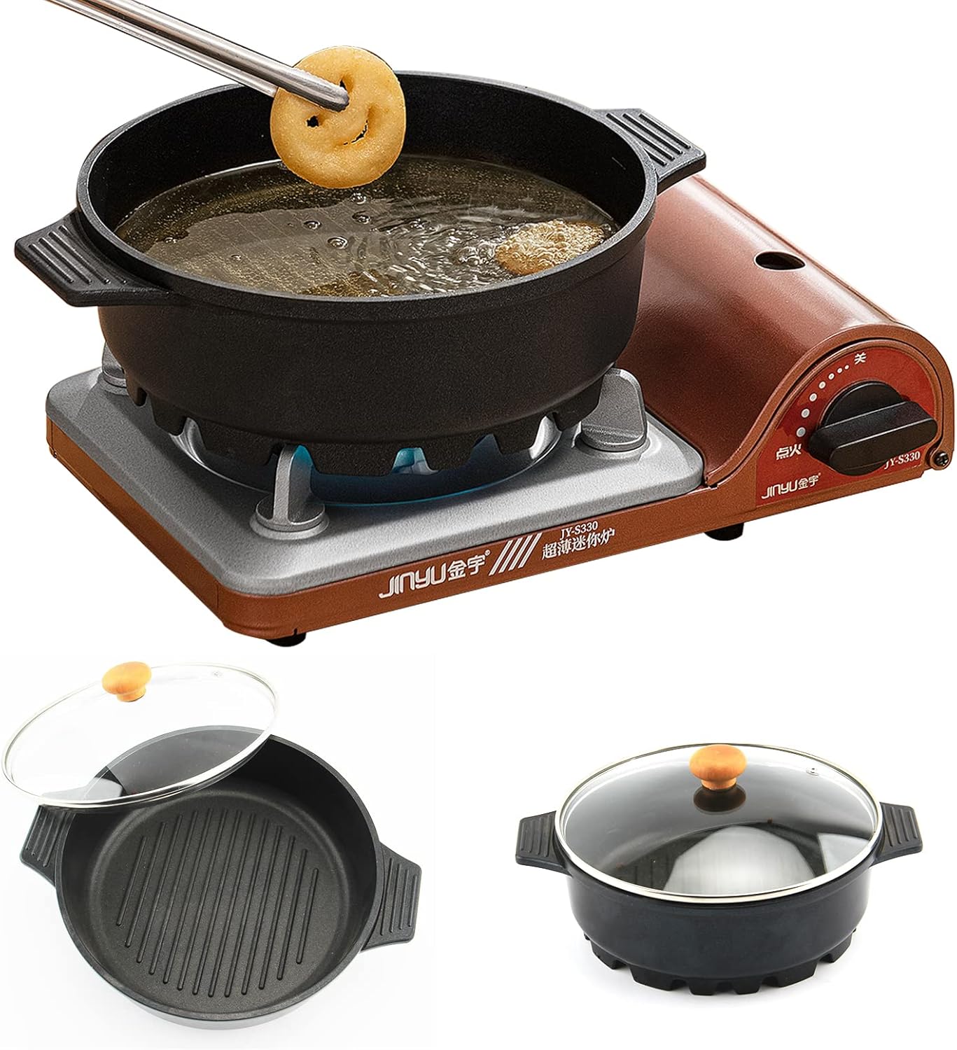 Cast aluminum stove top Korean BBQ pot with glass Kuwait Ubuy