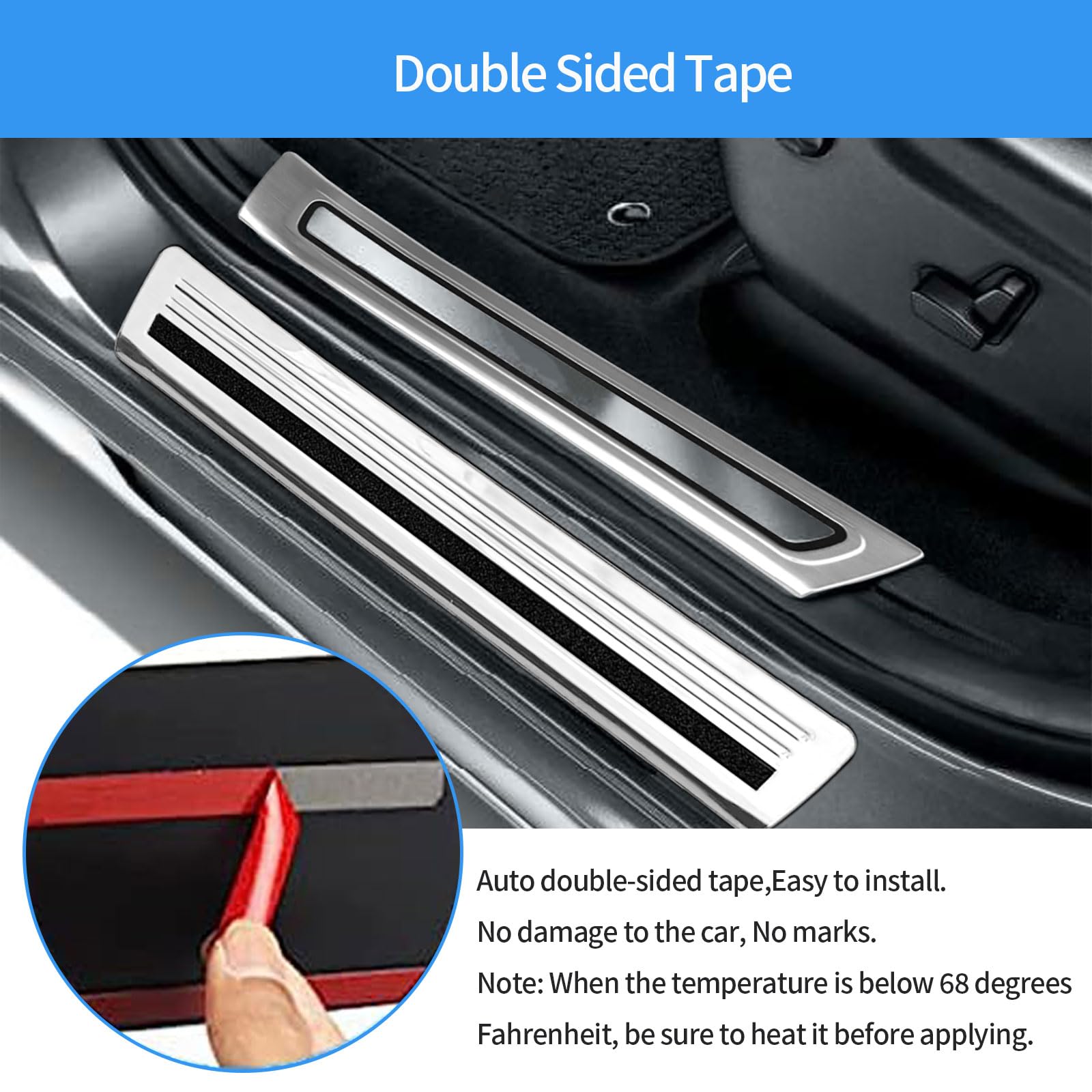 Car Accessories Compatible with Jeep New Grand Cherokee 2024 2025 Inside and Outside Door Sill Scuff Plate Entry — view 6