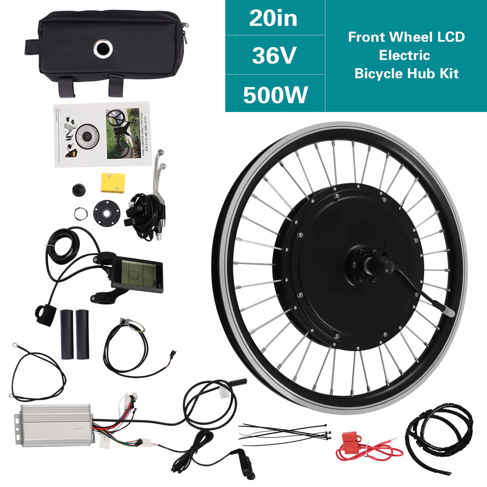 20Zoll 36V 500W E-Bike Vorderrad Umbausatz LCD Motor Conversion Kit(außer Batterie)