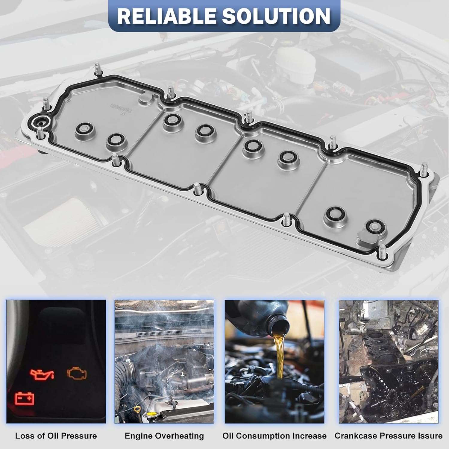 12598832 LS Gen 4 Valley Cover Plate Kit Replacement for 2007-2013 Chevy Silverado GMC Sierra SUV LS2 LS3 LS7 4.8L 5.3L 6.0L 6.2L Non AFM/DOD