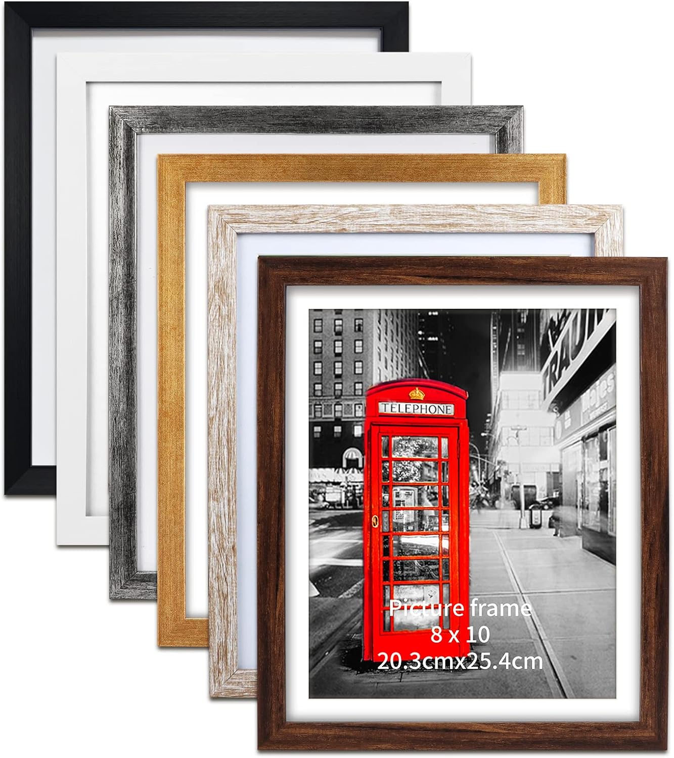 Lavezee 8x10 Black Picture Frames Set of 6, Display 8 x 10 Pictures with Mat and 9x11 Without Mat, Multi Collage Photo Frame for Wall or Tabletop