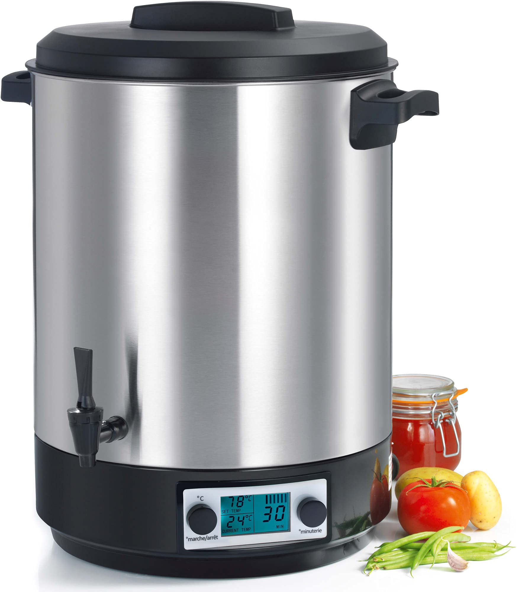 Stérilisateur De Bocaux Électrique Cuve Inox Avec Écran Lcd Robinet Et Minuteur 45l 2500w - KCPST45XXL.LCD