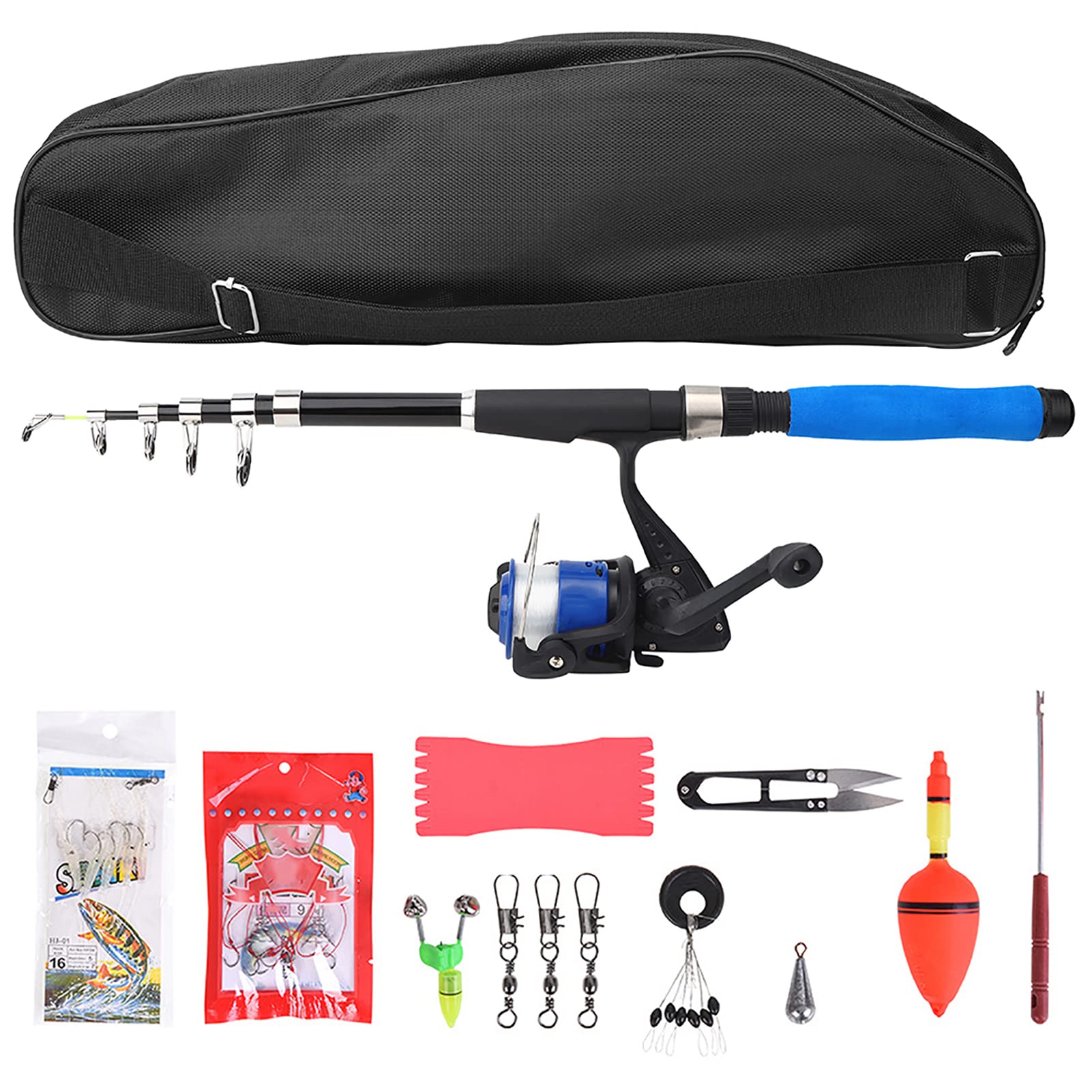 Telescopic Fishing Rod and Reel Combo Set,Include Fiberglass Fishing Pole,Fishing Reel,Fishing Beads,Fising Baits and More for Saltwater & Freshwater Fishing Tools And Accessories