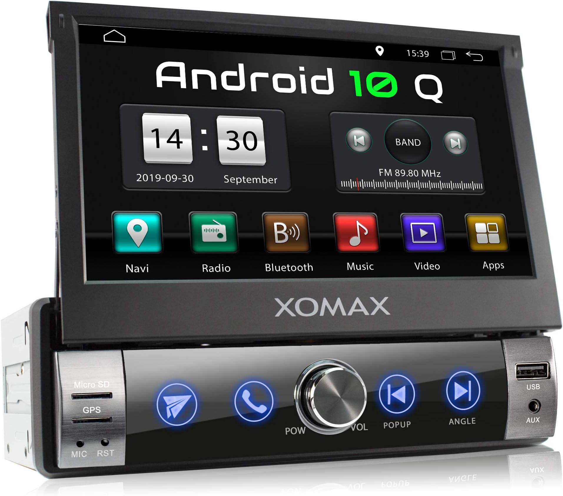 XOMAX XM-VA760 Autoradio with Android 10, Quad Core, 2GB RAM, 32GB ROM, GPS Sat Nav I Bluetooth I USB, SD, AUX I Support: WiFi, WLAN, 3G, 4G, DAB+, OBD2 I 7'' Touch Screen I 1 DIN