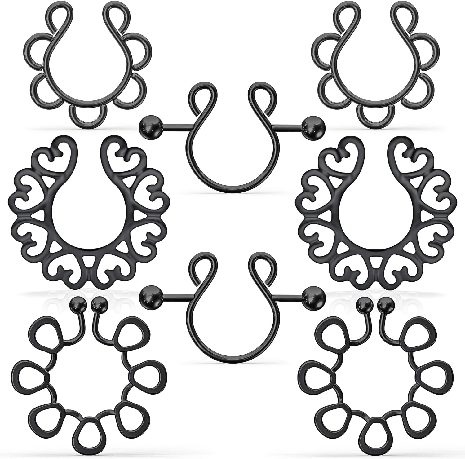 Leiainely Fake Nipple Piercing, Fake Nipple Rings, Faux Nipple Piercing