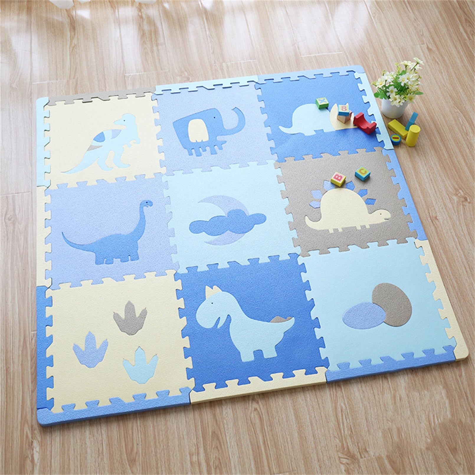 Andanna Foam Play Mat for Baby Kids，9 Pcs 30X30CM 1.5CM Square Interlocking Puzzle Floor Mat，Baby Play Mat Floor Mat Foam Puzzle Playmat for Toddlers,Baby Play Mat Foam (Blue 9 Pcs)