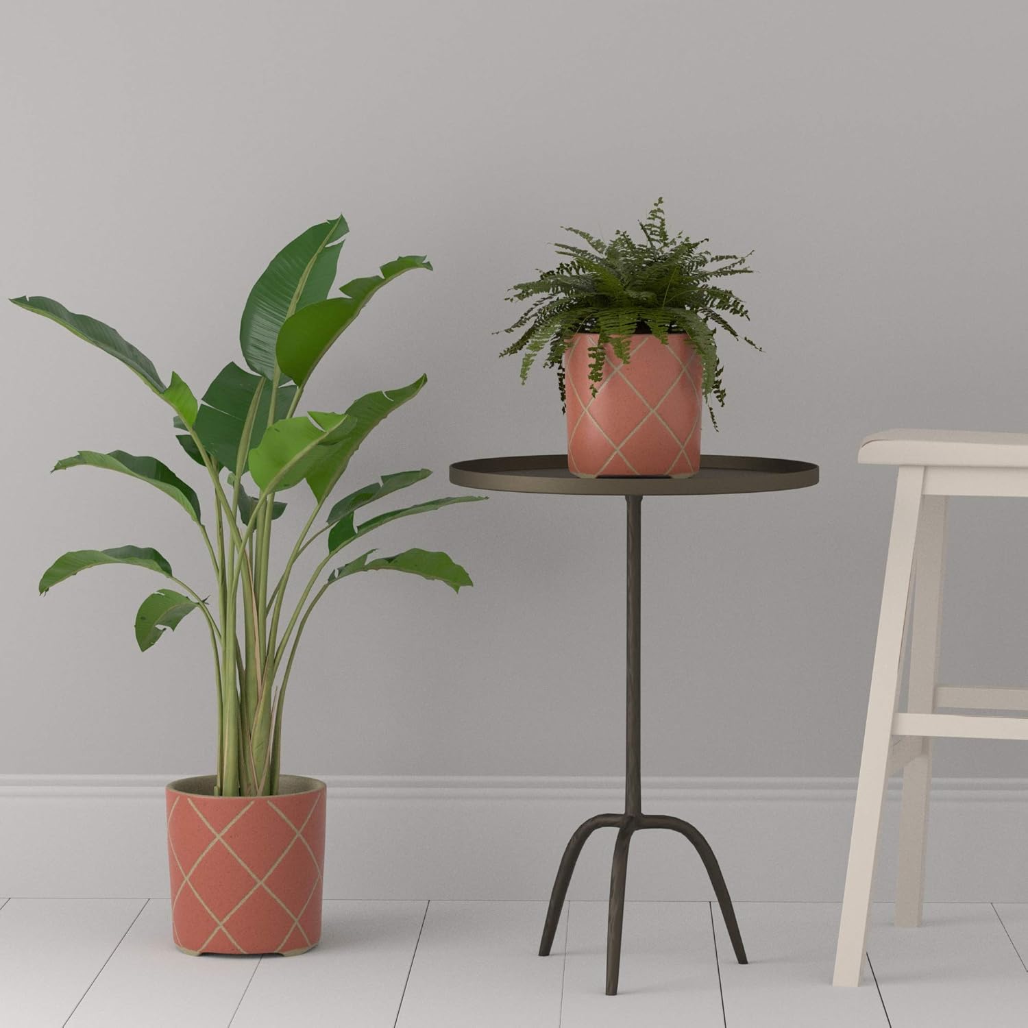  Brand – Stone & Beam Medium Windowpane Footed Stoneware Planter, 7.9"H, Arabesque : Patio, Lawn & Garden