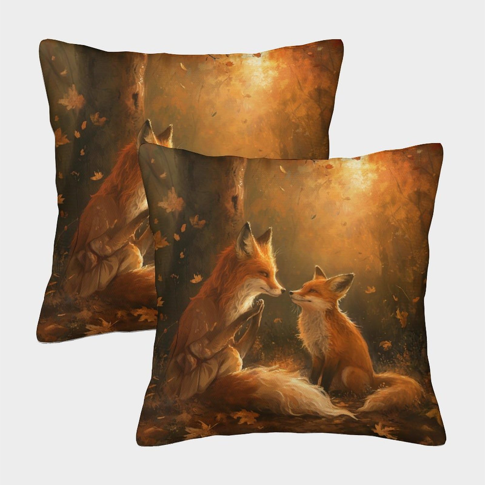 HLXZMCVBT Fox Velvet Pillow Cover Throw Pillow Square Decorative Set of 2 for 45x45cm