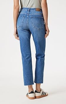 Mavi Women's New York High Rise Straight Leg Jeans, Mid Blue