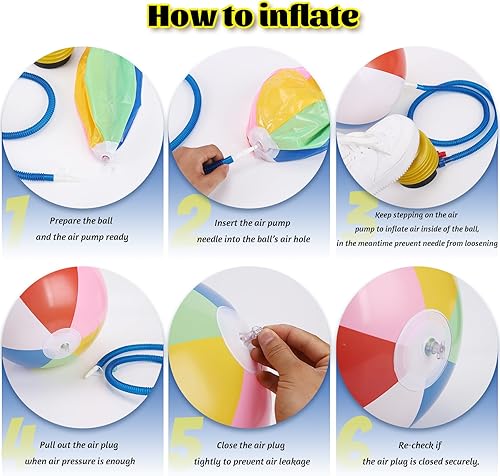 Miniatura 3 de Paquete de 5 bolas inflables de playa grandes de 24 pulgadas, color arcoíris, pelota de piscina, juguetes de piscina, pelotas de piscina para