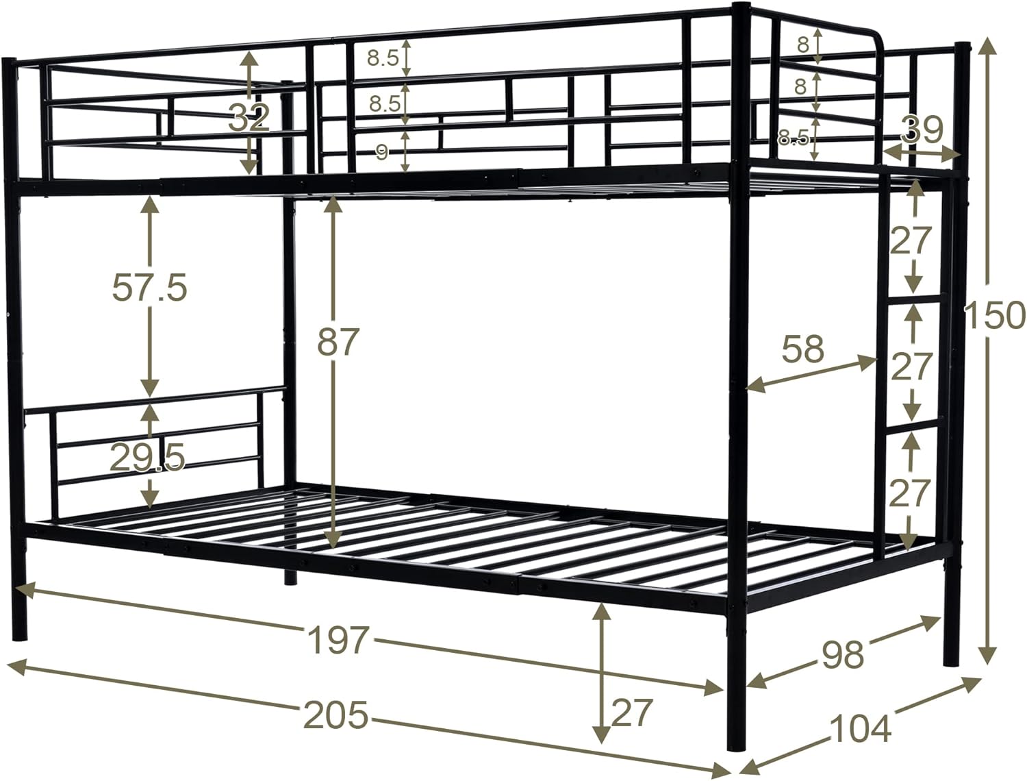 シングル パイプ 耐震 金属製2ロータイプ シングルベッド パイプベッド