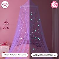 Vista 4 de FIOBEE Dosel de Cama para Habitación de Niñas, Cortinas de Dosel de Cama con Luces LED, Mosquitera DIY, Decoración de Habitación de Princesa