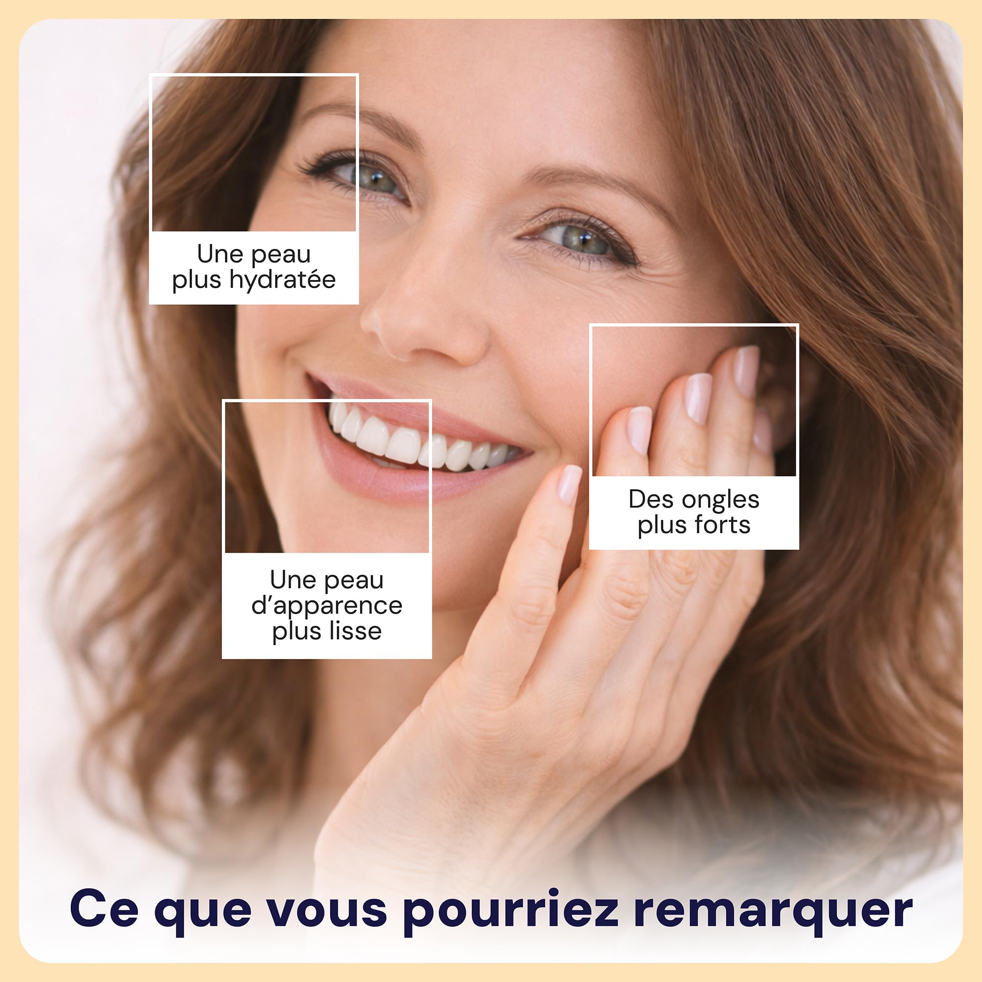Skin Glow Complément de Collagène en Gélules, 30 Gélules, Contenant du Collagène Type I, V, de l'Acide Hyaluronique, de l'Élastine et des Céramides.