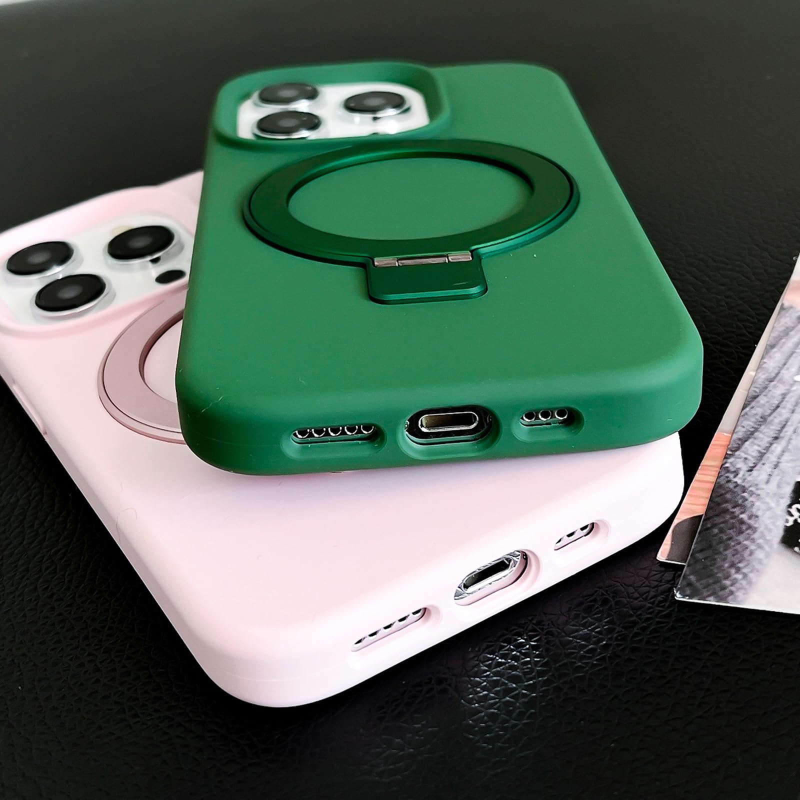 LXURY Custodia Silicone per iPhone 15 PRO Max/15 Pro/15 Plus/15, Magnetica Cavalletto 2 in 1 Caso con Lens Protezione Vera Silicone Liquido Copertura,Bianca,15 Plus''