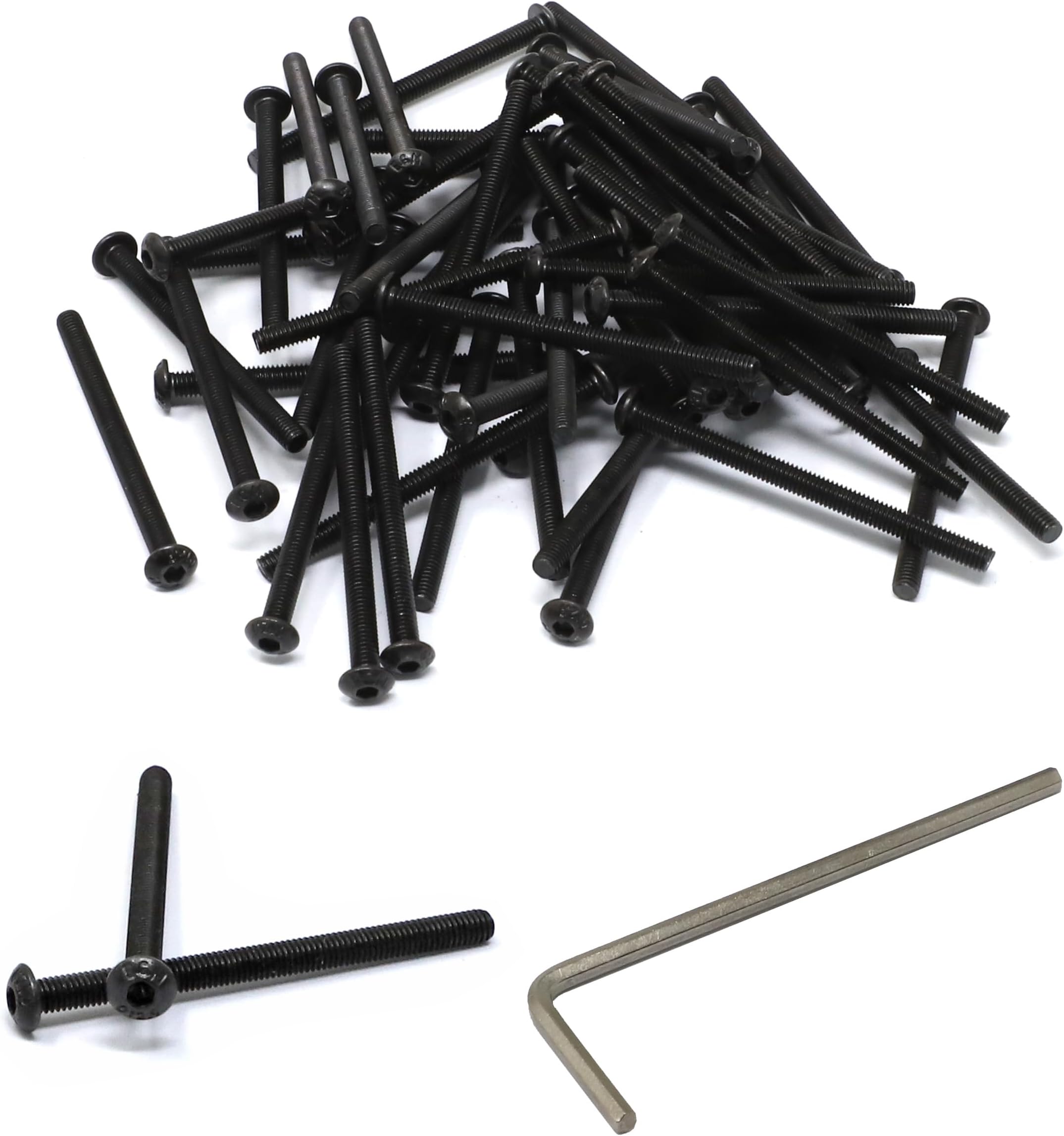50 Pcs M3 x 40mm Thread Pitch 0.5 mm Alloy Steel 12.9 Grade Hex Socket Button Head Cap Screws Bolts Kit, Black Oxide Finish