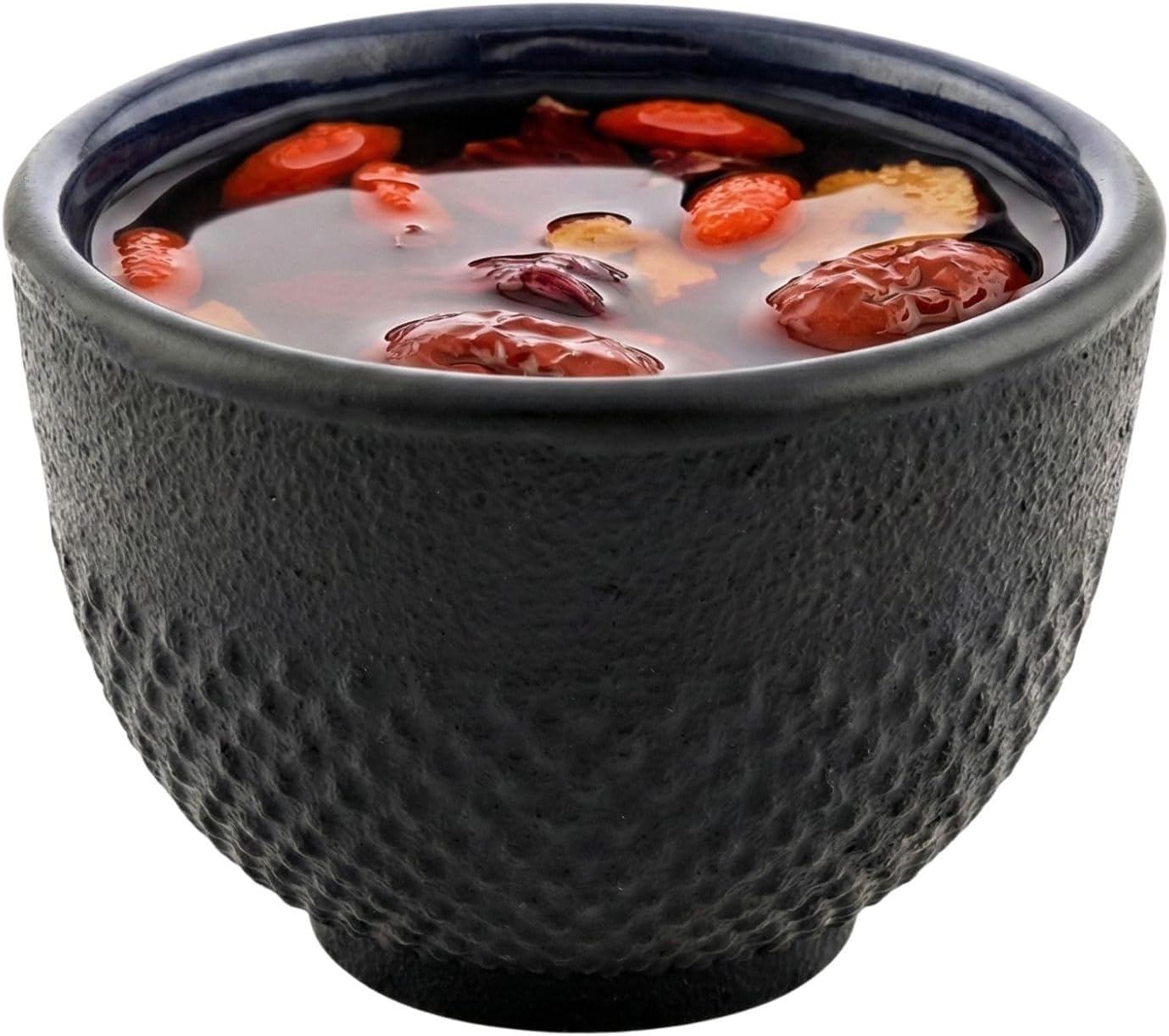 Restaurantware-Tetsubin 5 Ounce Cast Iron Tea Cups, Set Of 2 Hobnail Black Cups - Enamel Coated Interior, Durable, Black Cast Iron Asian Tea Cup, For Homes or Restaurants, Corrosion-Resistant
