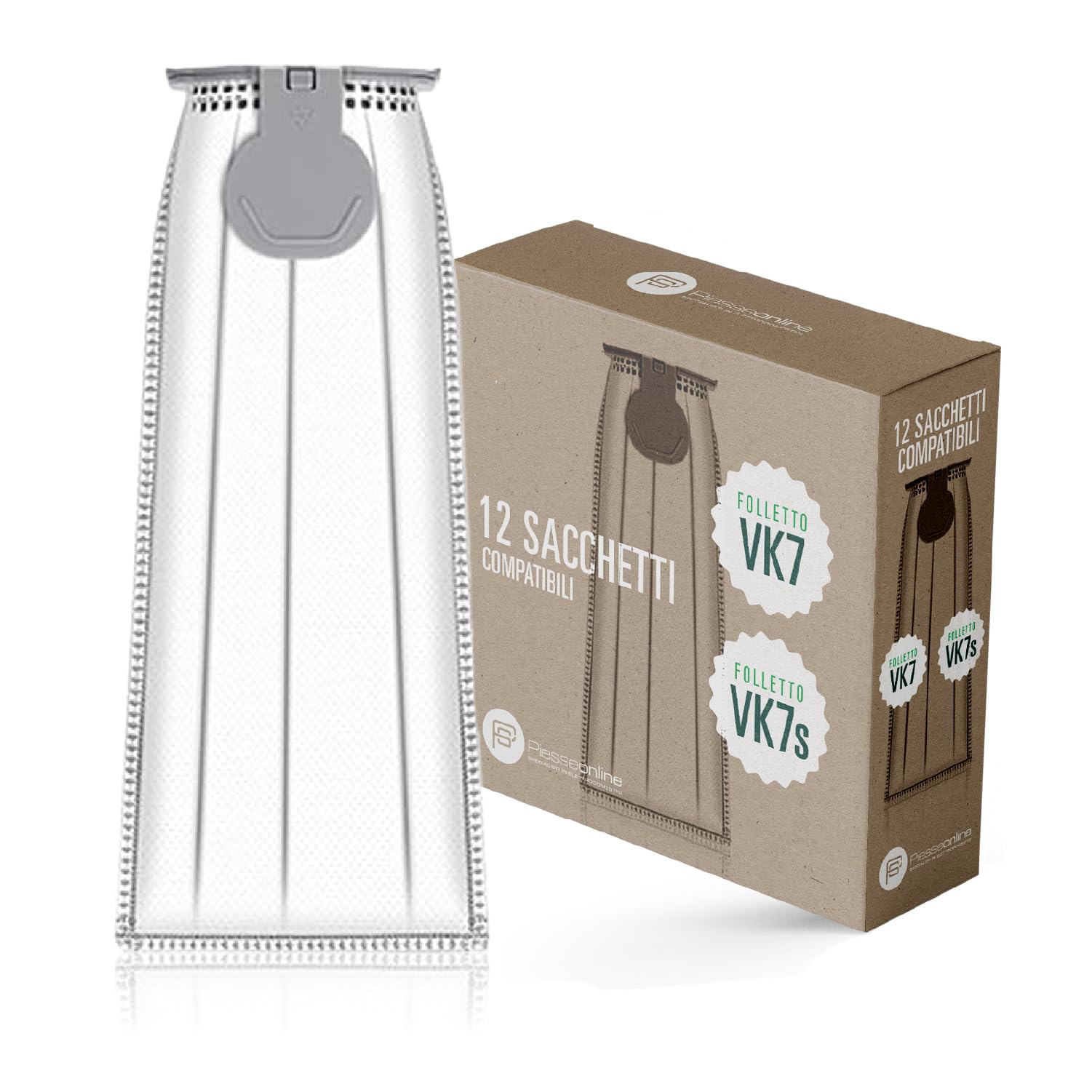 Sacchetti Folletto Vk7s VK7/FP7 - 12 Pezzi Con Filtri HEPA E