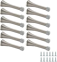 Amazon Basics Brushed Nickel Spring Door Stoppers with Rubber Bumpers, 12-Pack - Durable Protection for Doors