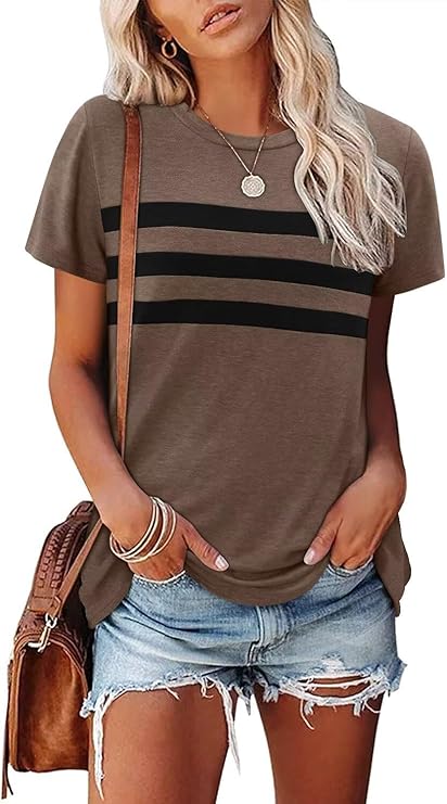 KISSMODA Summer Short Sleeve T Shirt Loose Fit Casual Dressy Women Top 2025 Trendy Ladies Fashion Blouses(S-3XL)