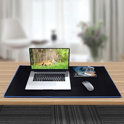 Miniatura 6 de Alfombrilla de mouse (0.157 pulgadas de grosor) con base de goma antideslizante azul, alfombrilla pequeña negra para mouse con superficie lisa,